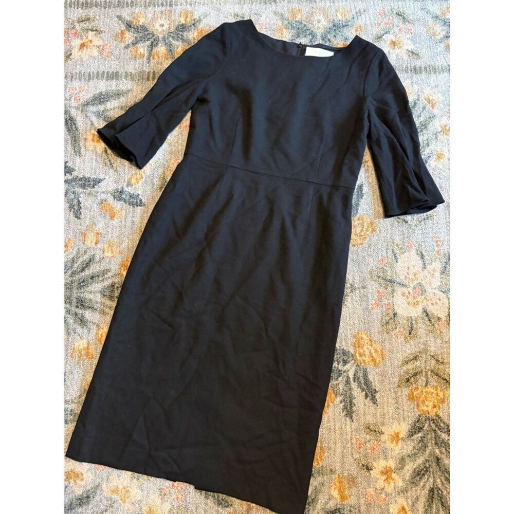 GOAT by Jane Atelier Mini Black Shift Dress Pleat Sleeve Size 8